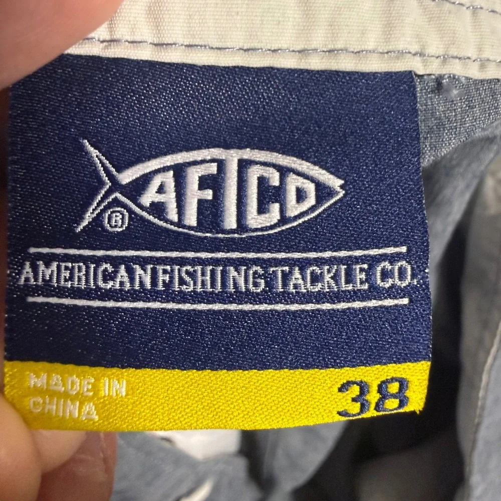 AFTCO Fishing Board Shorts Men 38 Blue Polyester Blend Stretch Cargo Pockets